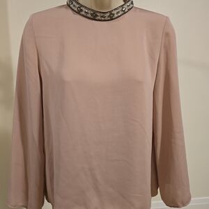Zara Pink Blouse with Embellished Collar